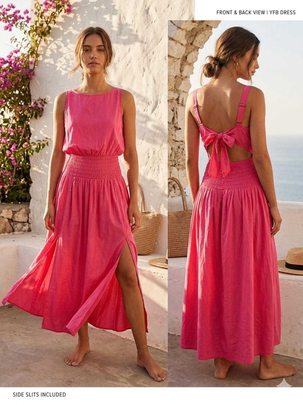 Young Fabulous & Broke Pink Cutout Tie-Back Maxi Dress Medium